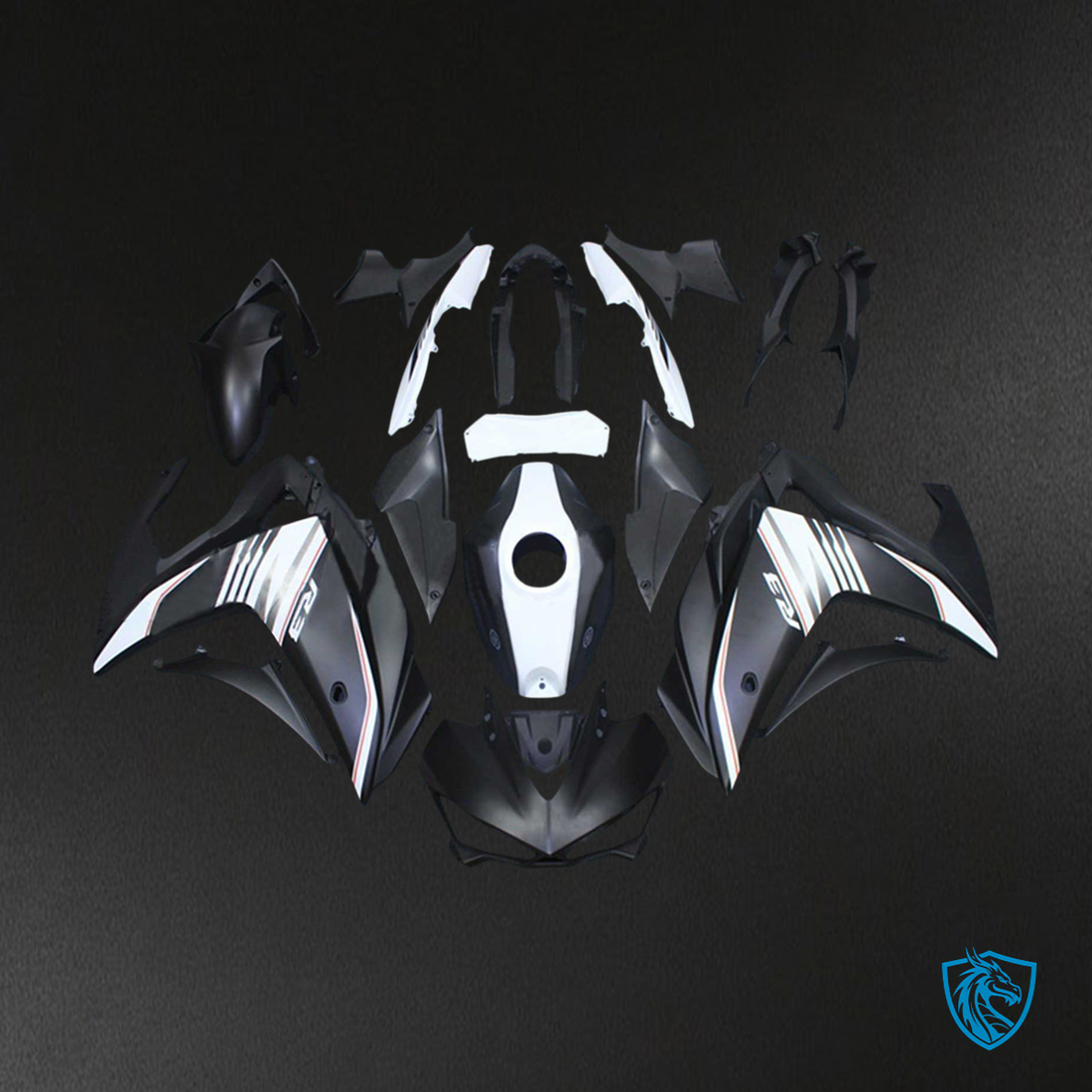 Yamaha YZF R3 (2014-2018) & YZF R25 (2015-2017) White & Black - Custom ABS Fairing Set