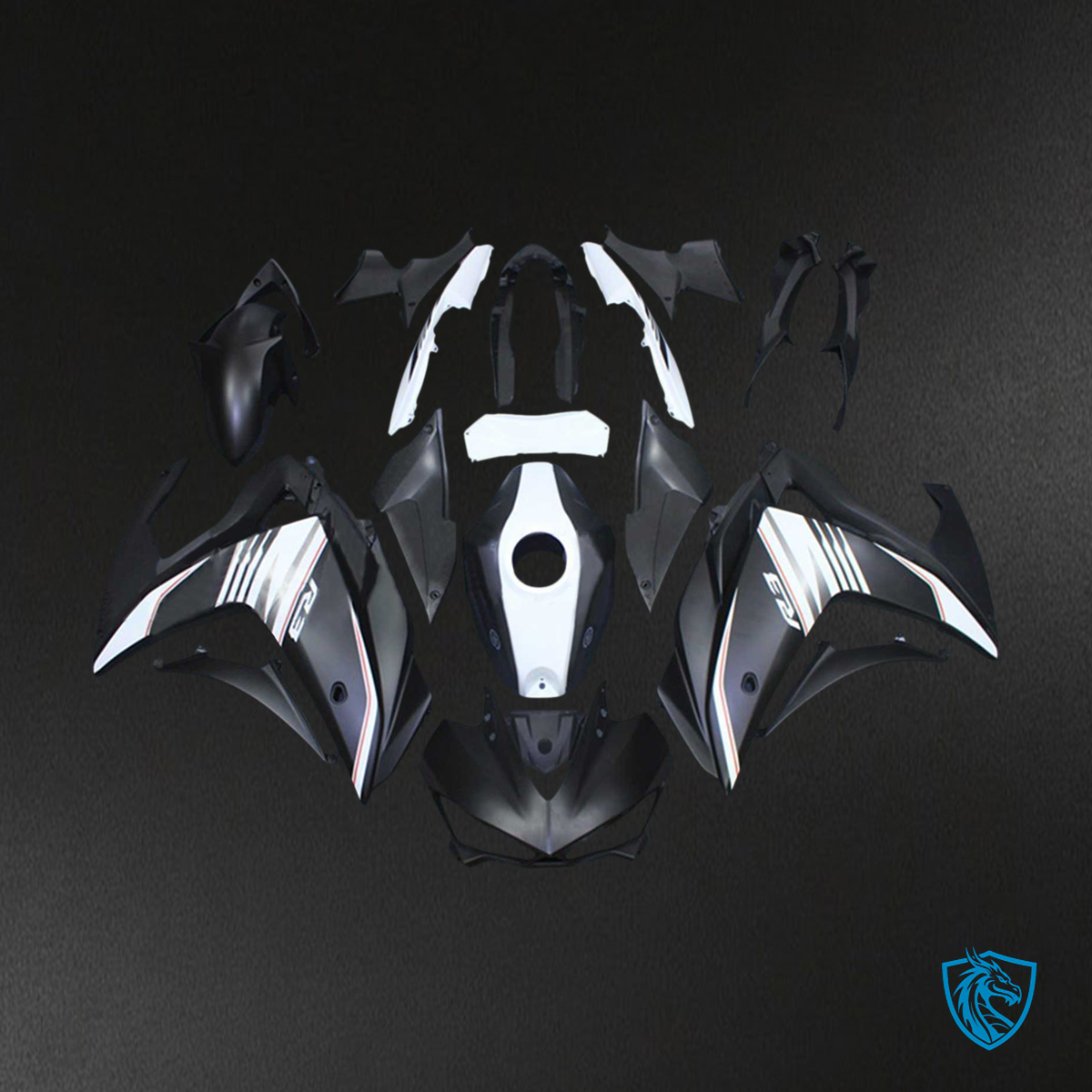 Yamaha YZF R3 (2014-2018) & YZF R25 (2015-2017) White & Black - Custom ABS Fairing Set