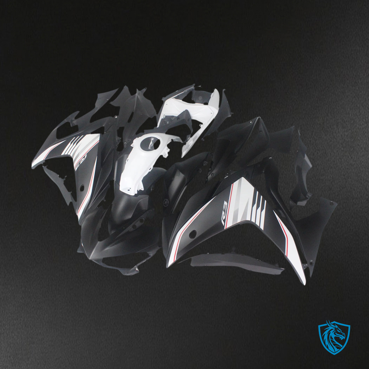 Yamaha YZF R3 (2014-2018) & YZF R25 (2015-2017) White & Black - Custom ABS Fairing Set