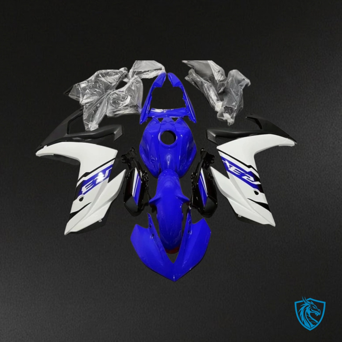 Yamaha YZF R3R25 (2015-2018) Gloss Black, Blue & White - Custom ABS Fairing Kit