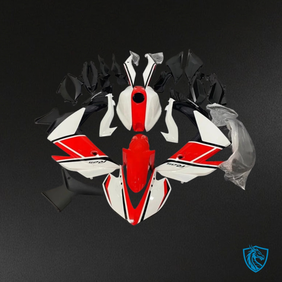 Yamaha YZF R3R25 (2015-2018) Black, Red & White Fairings Kit - Aftermarket ABS Bodywork