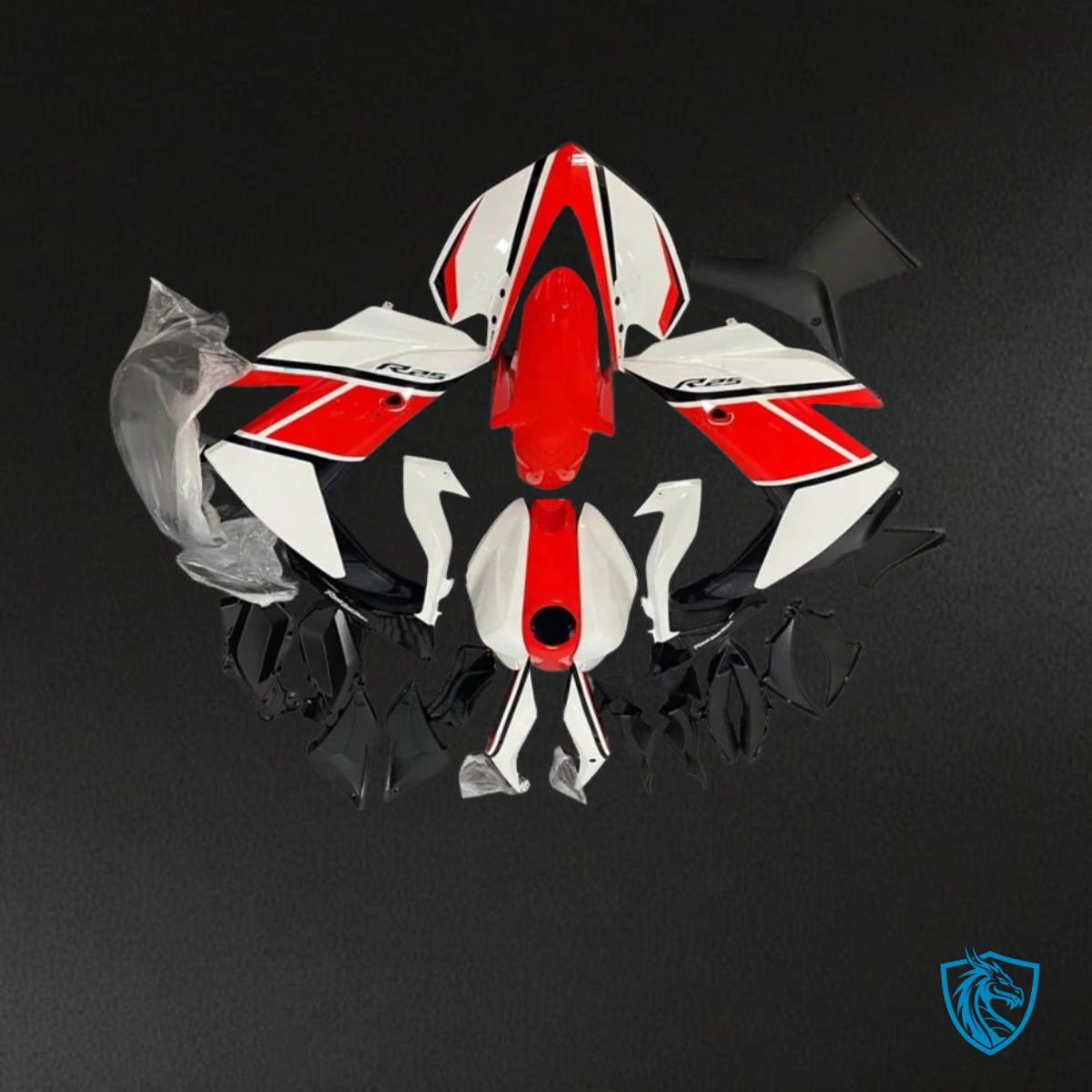 Yamaha YZF R3R25 (2015-2018) Black, Red & White Fairings Kit - Aftermarket ABS Bodywork
