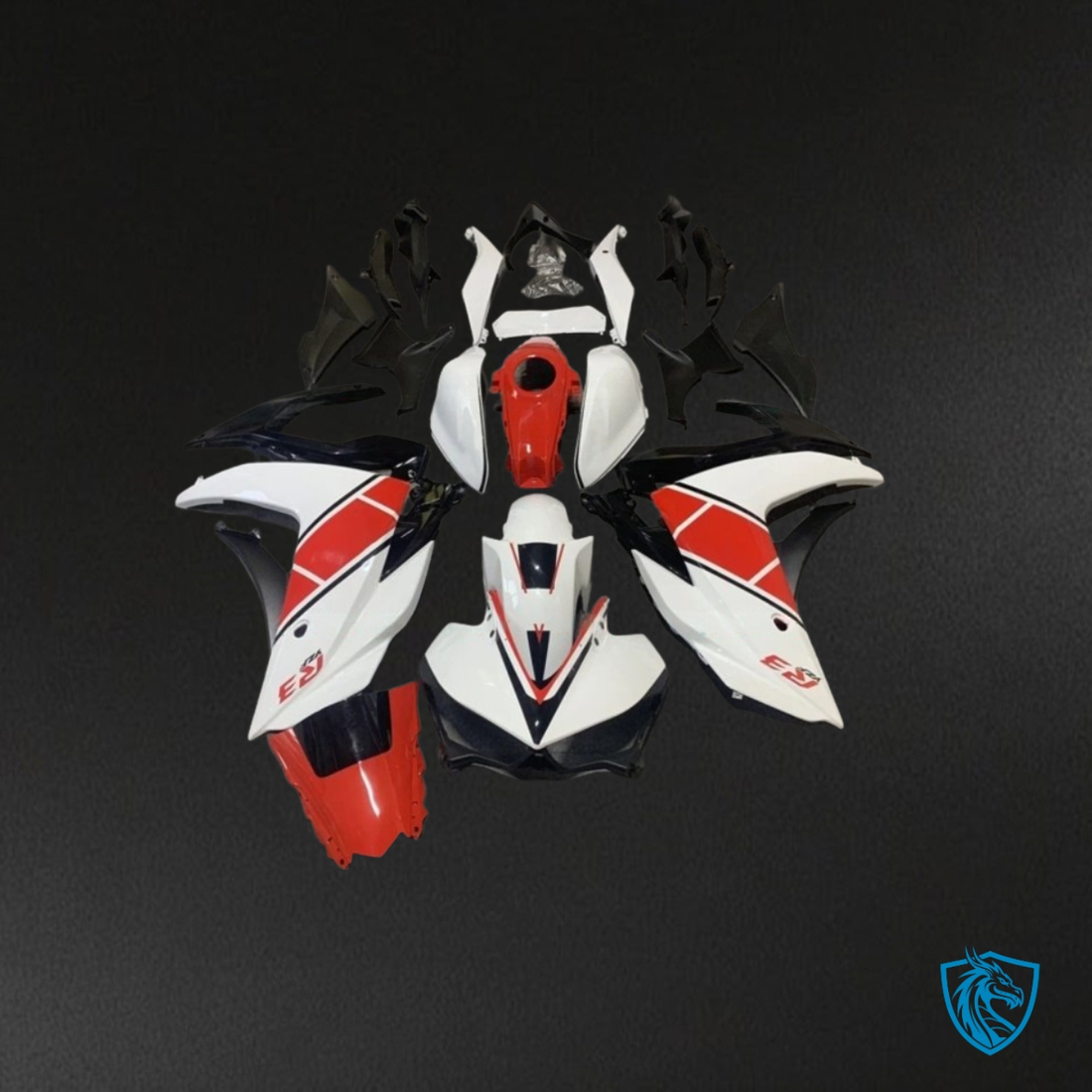 Yamaha YZF R3R25 (2015-2018) Black, Red & White Fairings Kit - Aftermarket ABS Bodywork