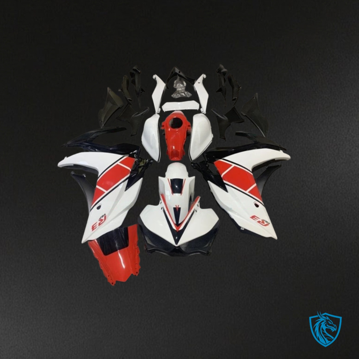 Yamaha YZF R3R25 (2015-2018) Black, Red & White Fairings Kit - Aftermarket ABS Bodywork
