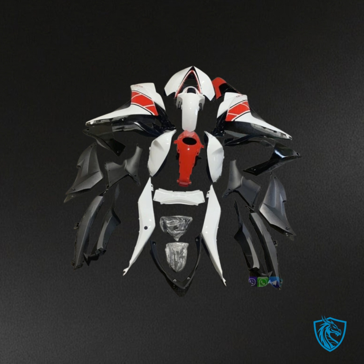 Yamaha YZF R3R25 (2015-2018) Black, Red & White Fairings Kit - Aftermarket ABS Bodywork