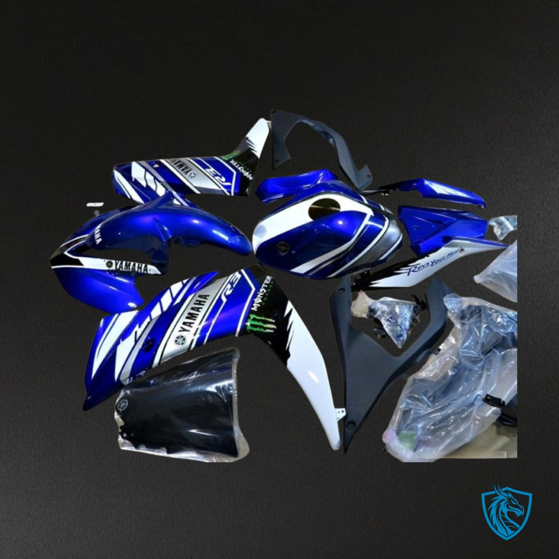 Yamaha YZF R3R25 (2015-2018) Gloss Blue, Black & White - Custom ABS Fairing Kit