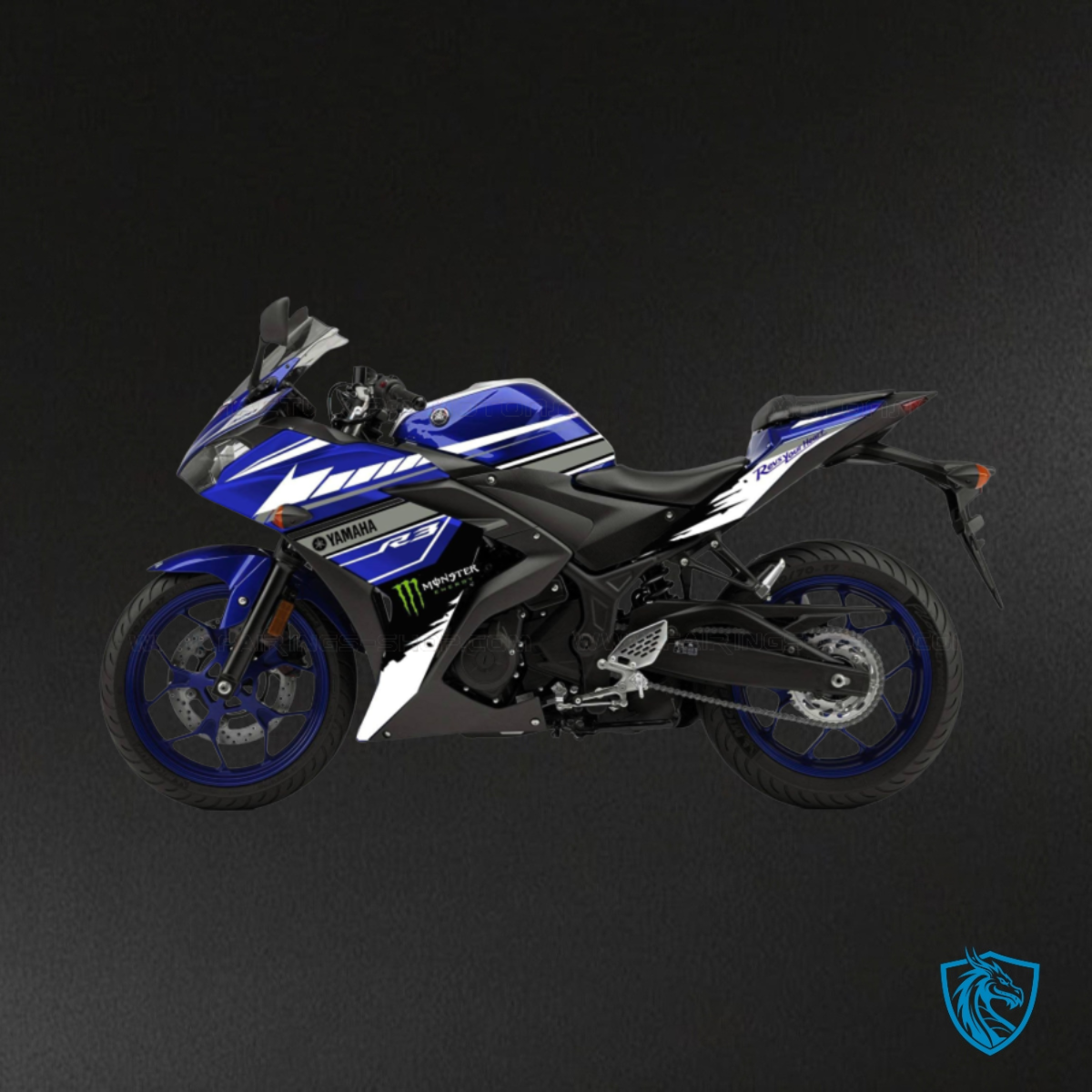 Yamaha YZF R3R25 (2015-2018) Gloss Blue, Black & White - Custom ABS Fairing Kit