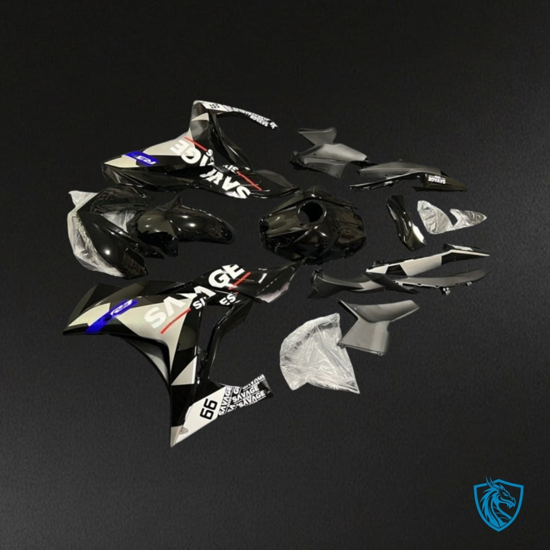 Yamaha YZF R3R25 (2015-2018) Gray & Black with Logo Fairings Kit - Aftermarket ABS Bodywork