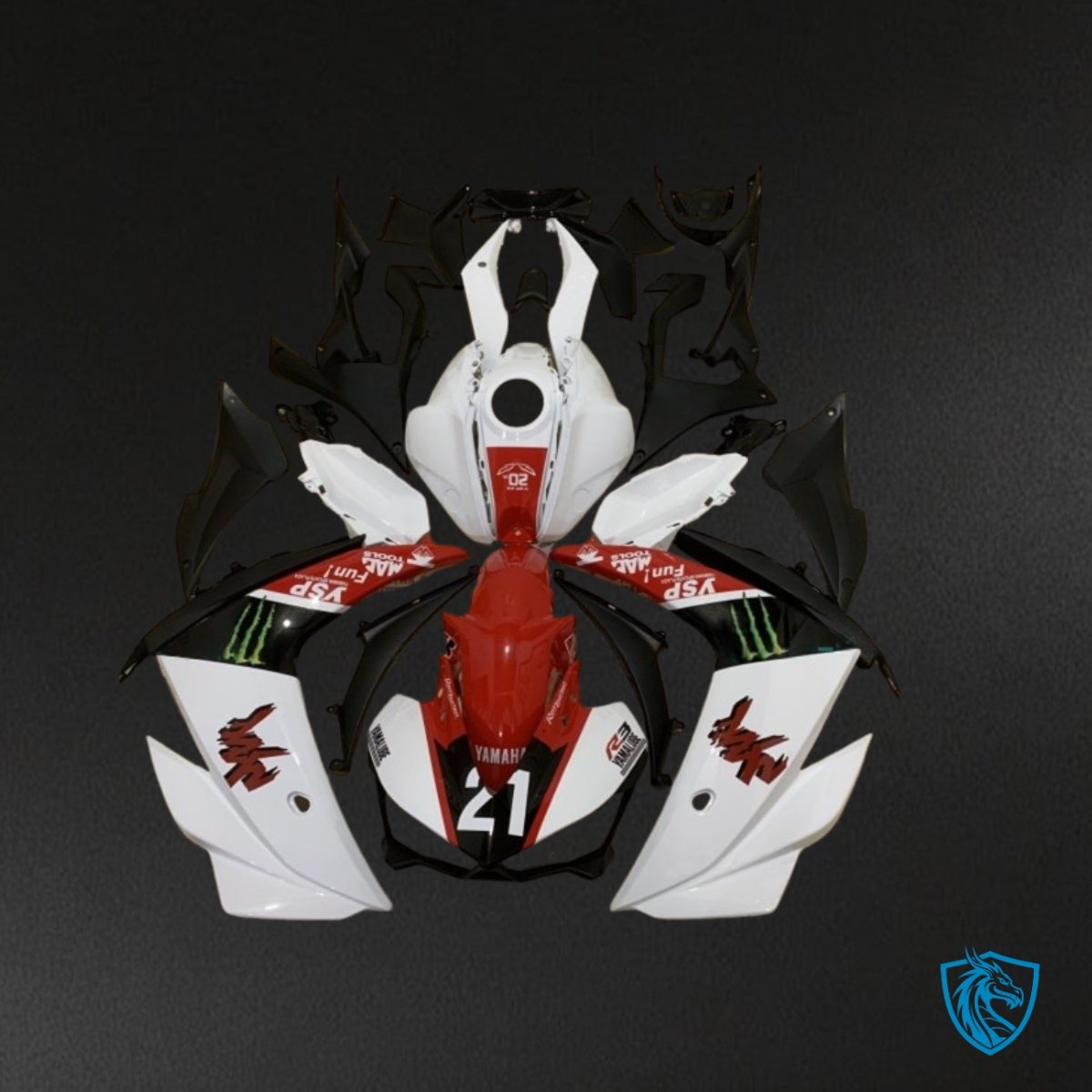 Yamaha YZF R3R25 (2015-2018) Red, White & Black Fairings Kit - Aftermarket ABS Bodywork