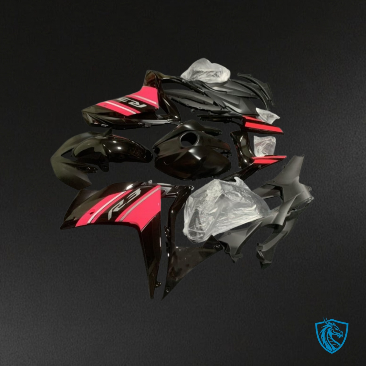 Yamaha YZF R3R25 (2015-2018) Gloss Black & Red Fairings Kit - Aftermarket ABS Bodywork