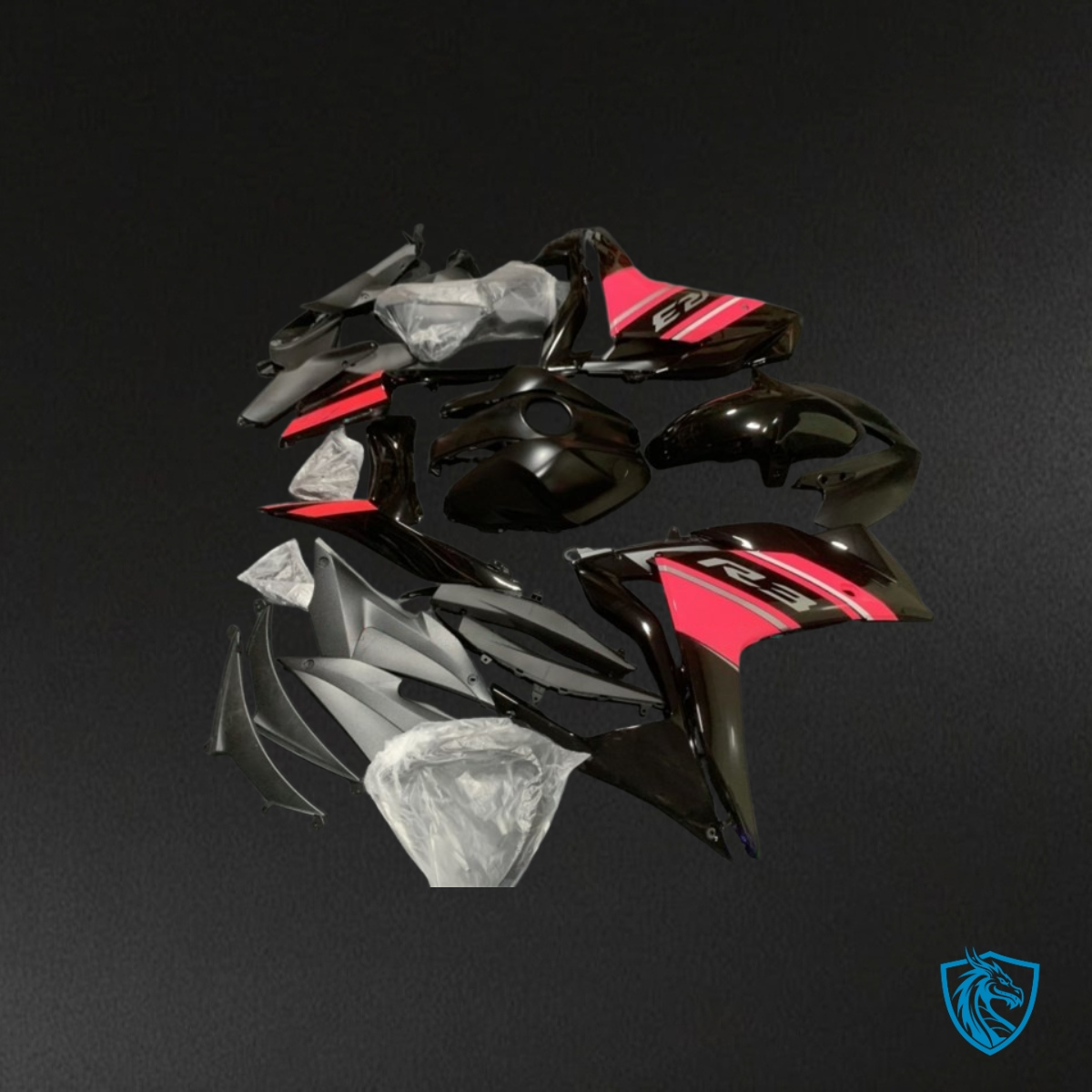 Yamaha YZF R3R25 (2015-2018) Gloss Black & Red Fairings Kit - Aftermarket ABS Bodywork