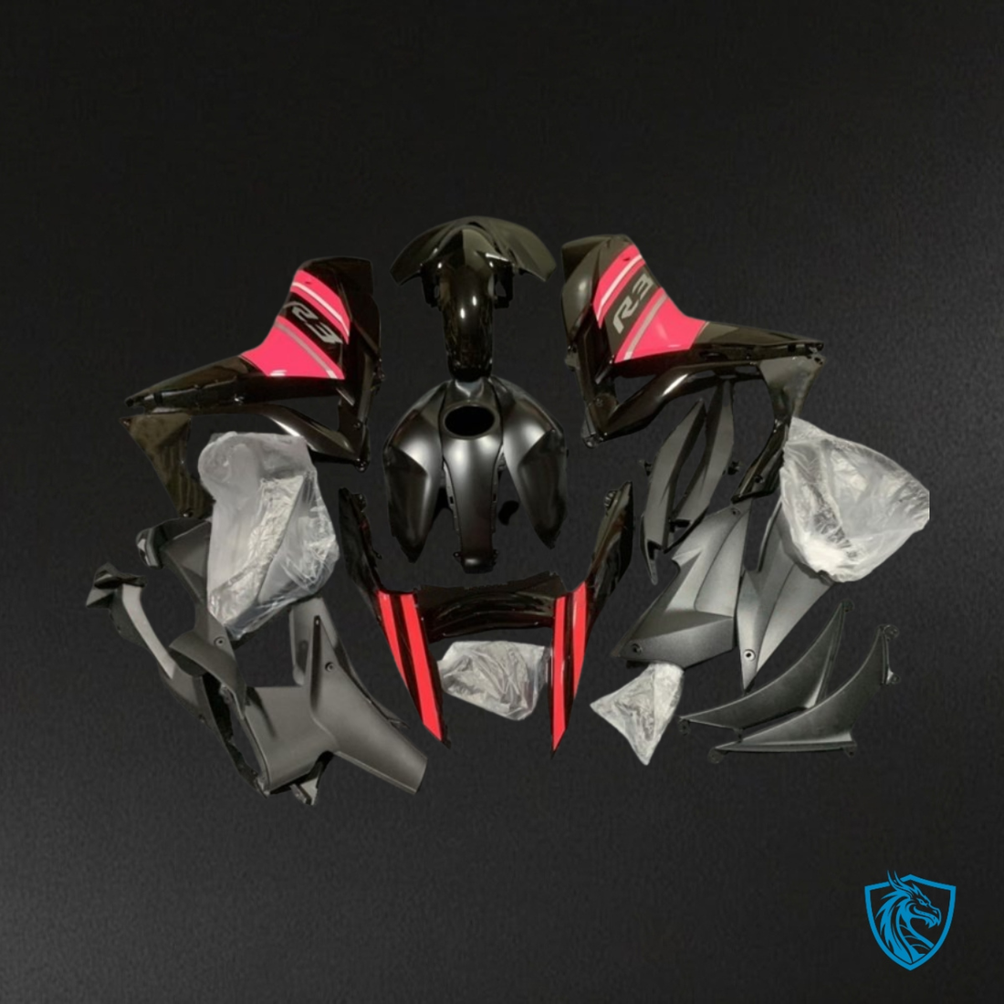 Yamaha YZF R3R25 (2015-2018) Gloss Black & Red Fairings Kit - Aftermarket ABS Bodywork