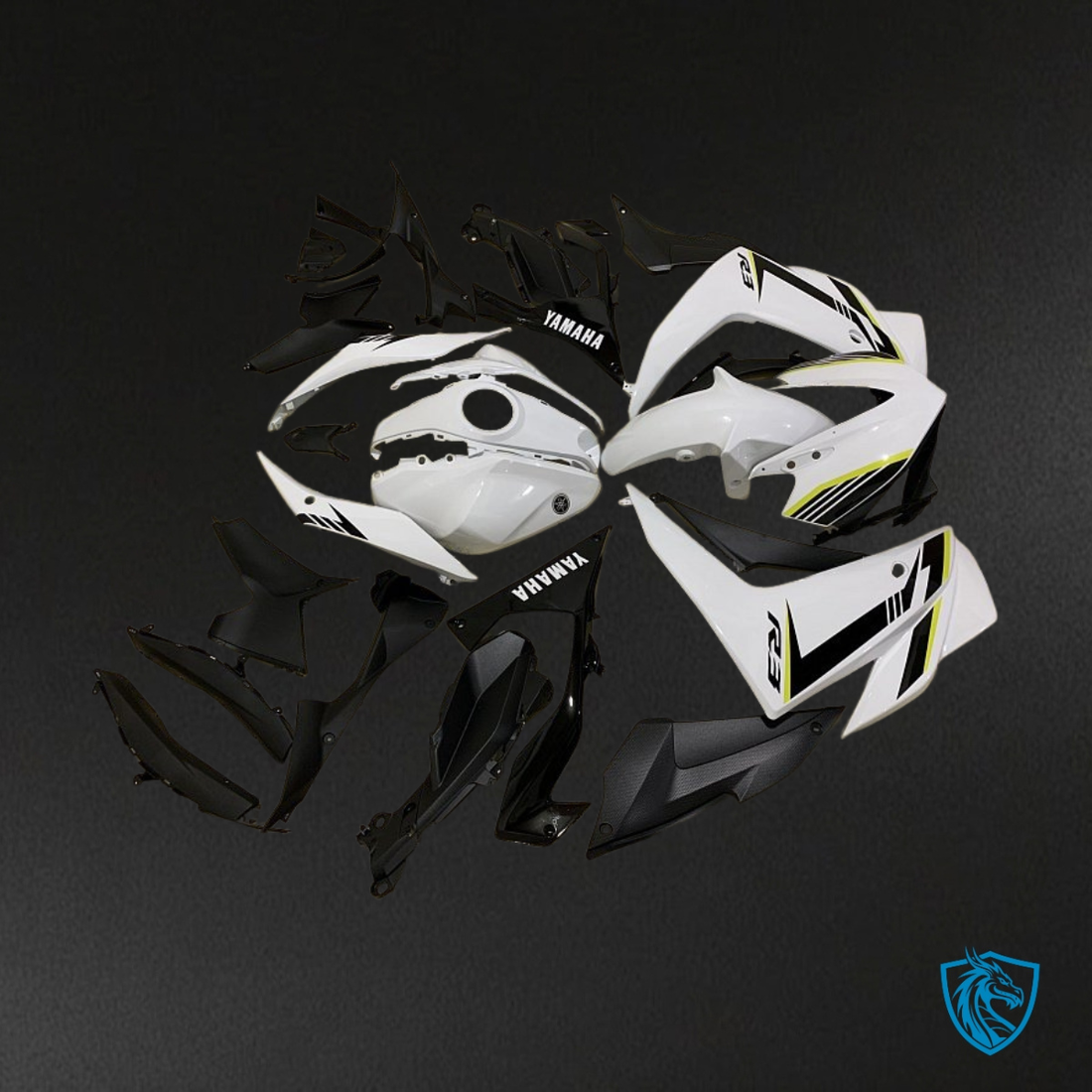 Yamaha YZF R3R25 (2015-2018) White & Black Fairings Kit - Aftermarket ABS Bodywork