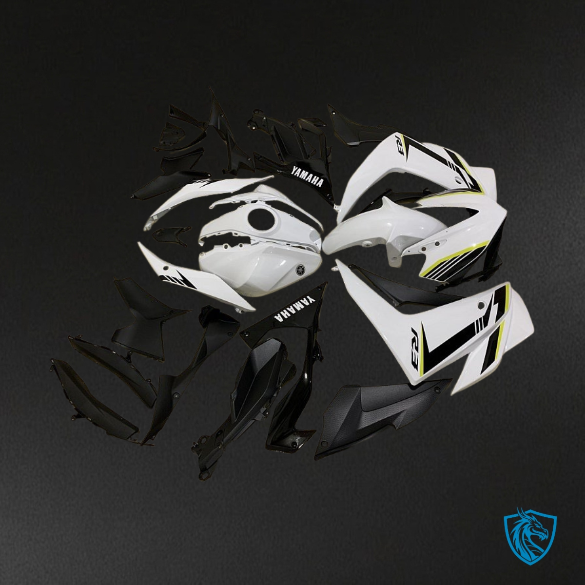 Yamaha YZF R3R25 (2015-2018) White & Black Fairings Kit - Aftermarket ABS Bodywork