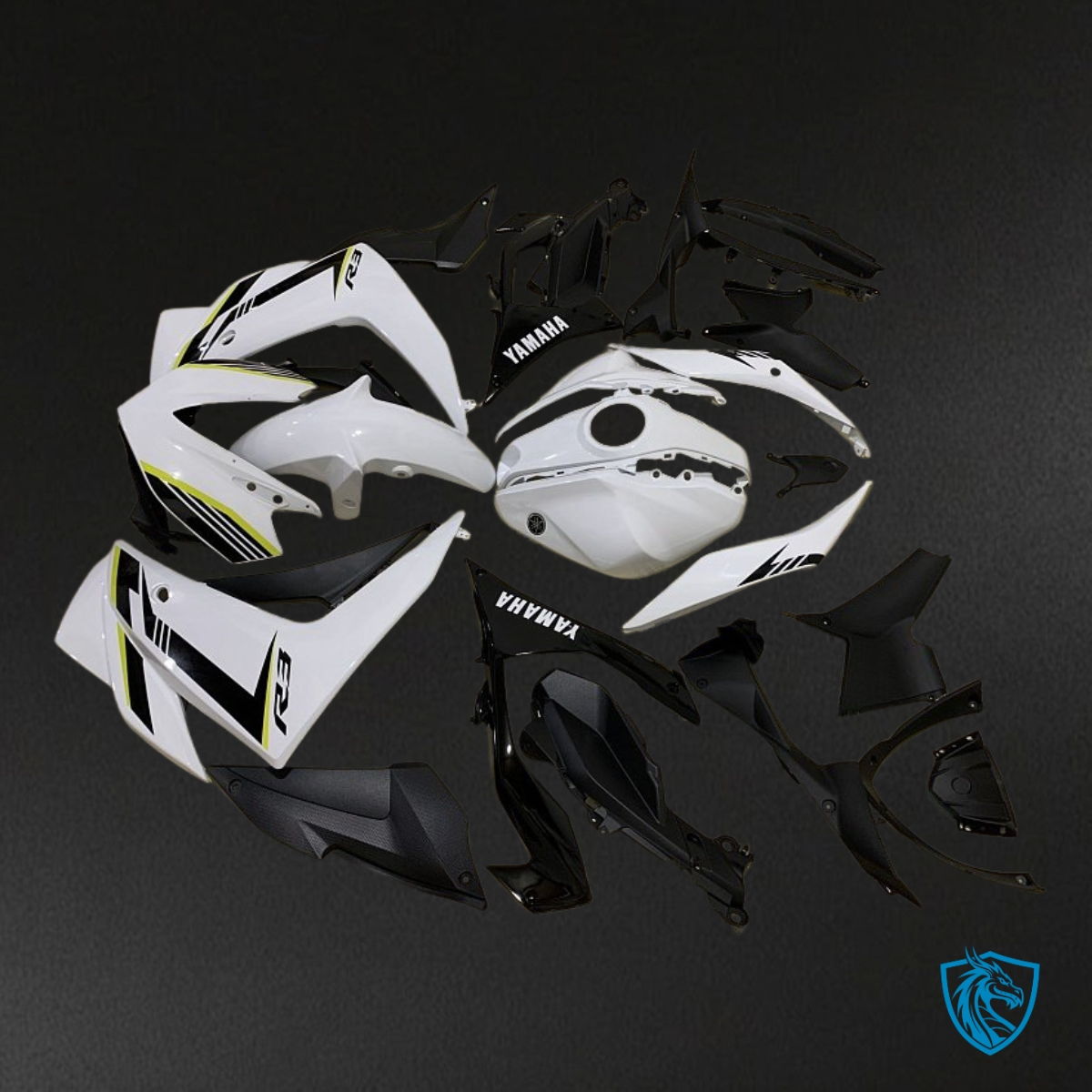 Yamaha YZF R3R25 (2015-2018) White & Black Fairings Kit - Aftermarket ABS Bodywork