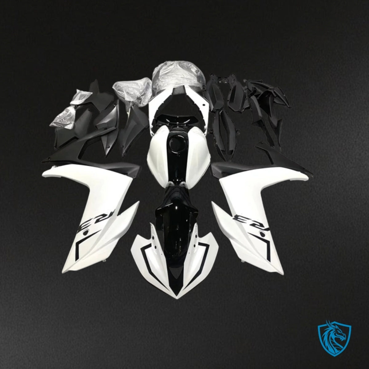 Yamaha YZF R3R25 (2015-2018)  Matte Black & White ABS Bodywork - Fairings Kit