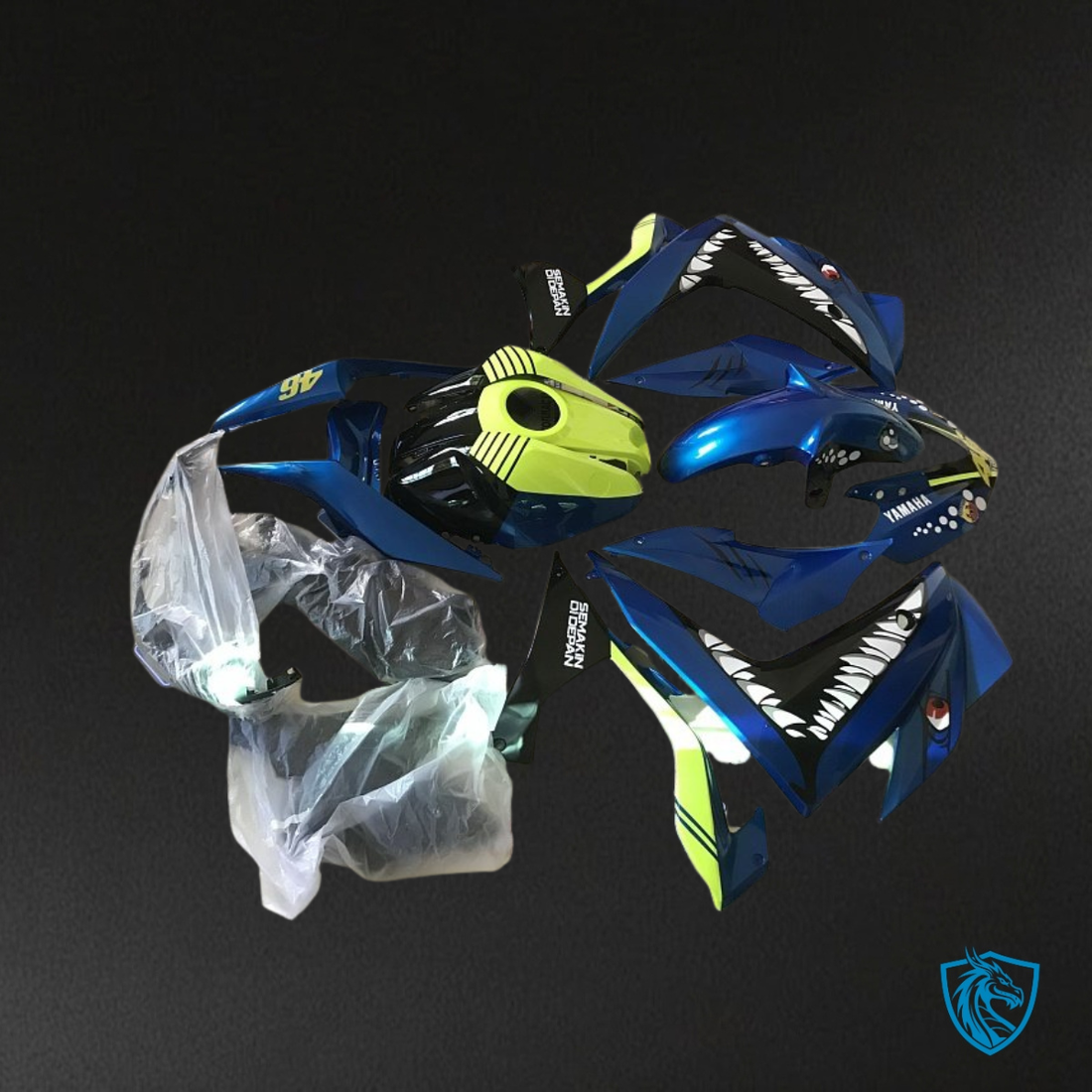 Yamaha YZF R3R25 (2015-2018) Yellow, Blue & White Shark - Custom ABS Fairing Kit
