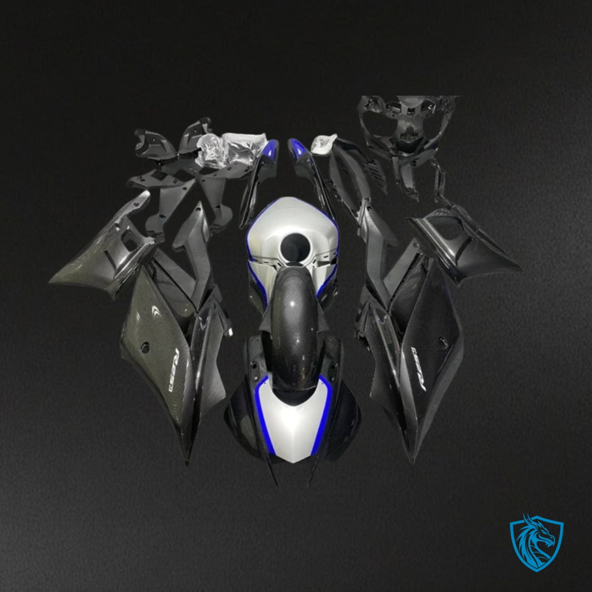 Yamaha YZF R3R25 (2019-2020) Blue, Gray & Black Carbon Faiber ABS Bodywork - Fairings Kit