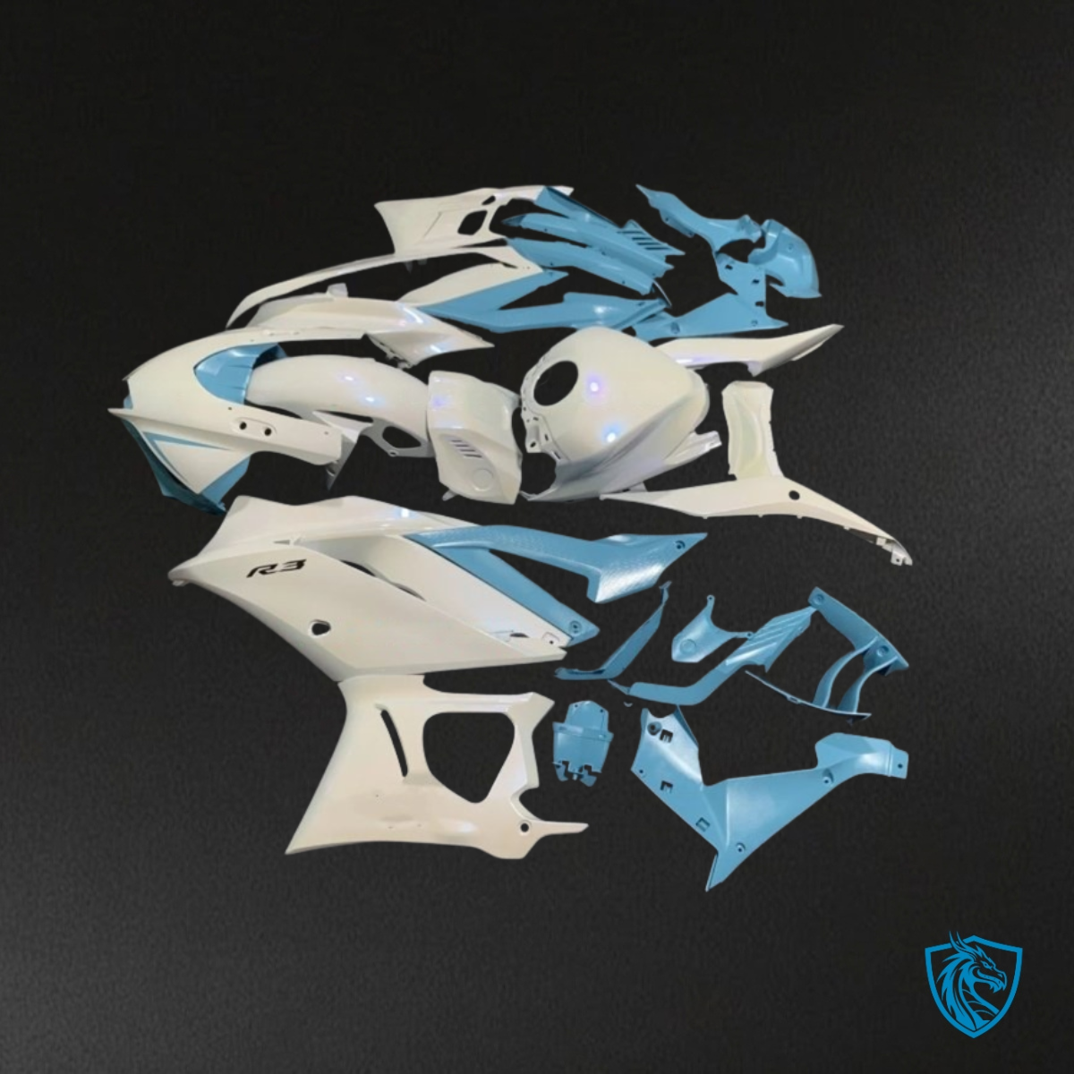 Yamaha YZF R3R25 (2019-2020) Light Blue & White - Custom ABS Fairing Kit
