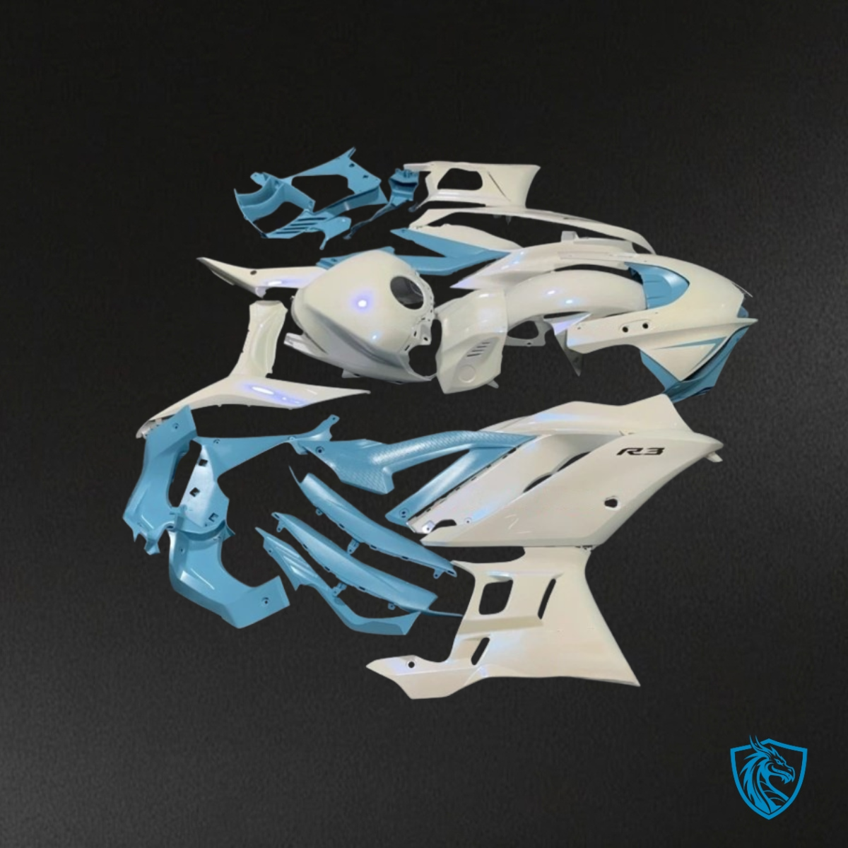 Yamaha YZF R3R25 (2019-2020) Light Blue & White - Custom ABS Fairing Kit