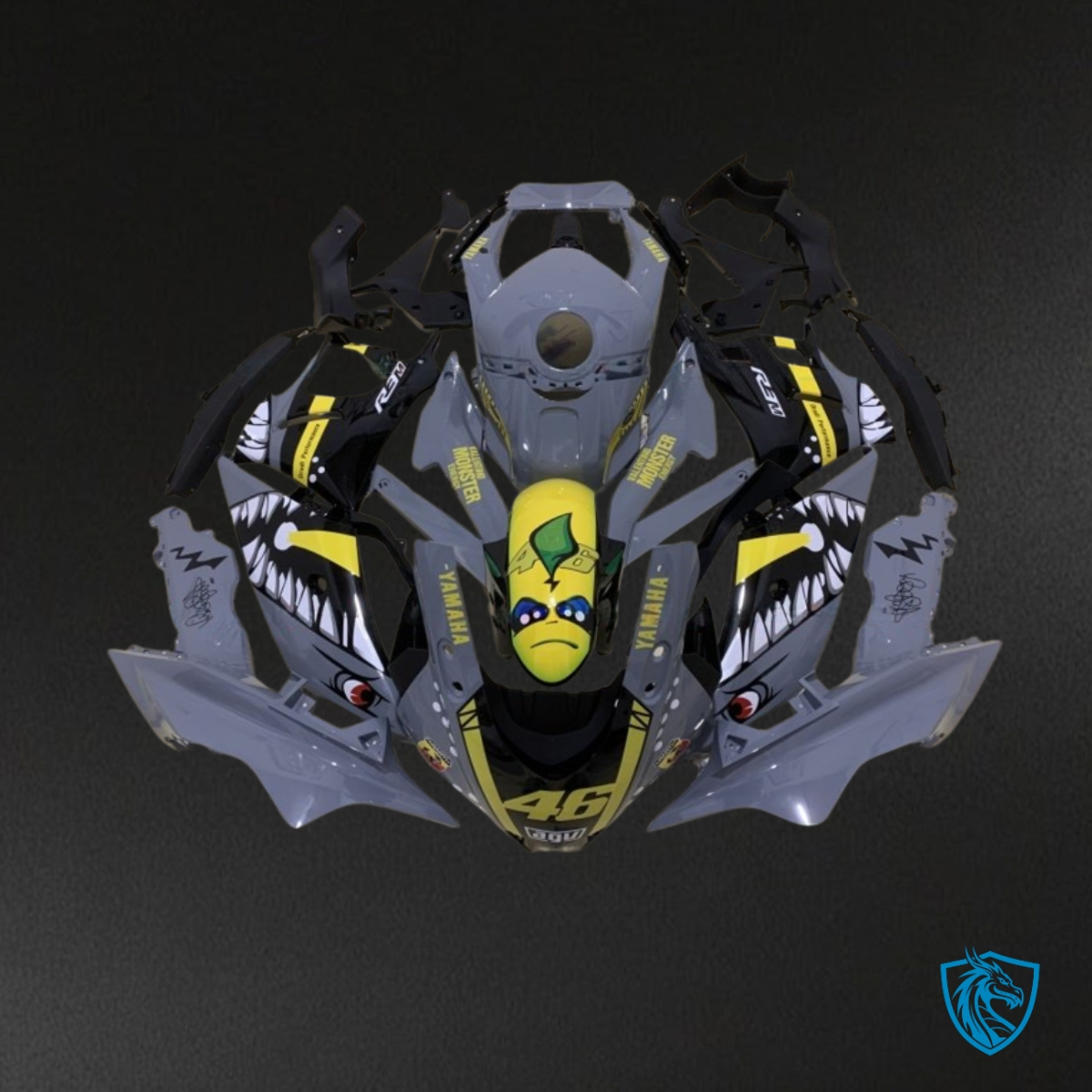 Yamaha YZF R3R25 (2019-2020) Gray, Black & Yellow Shark - Replacement Motorcycle Fairings Kit