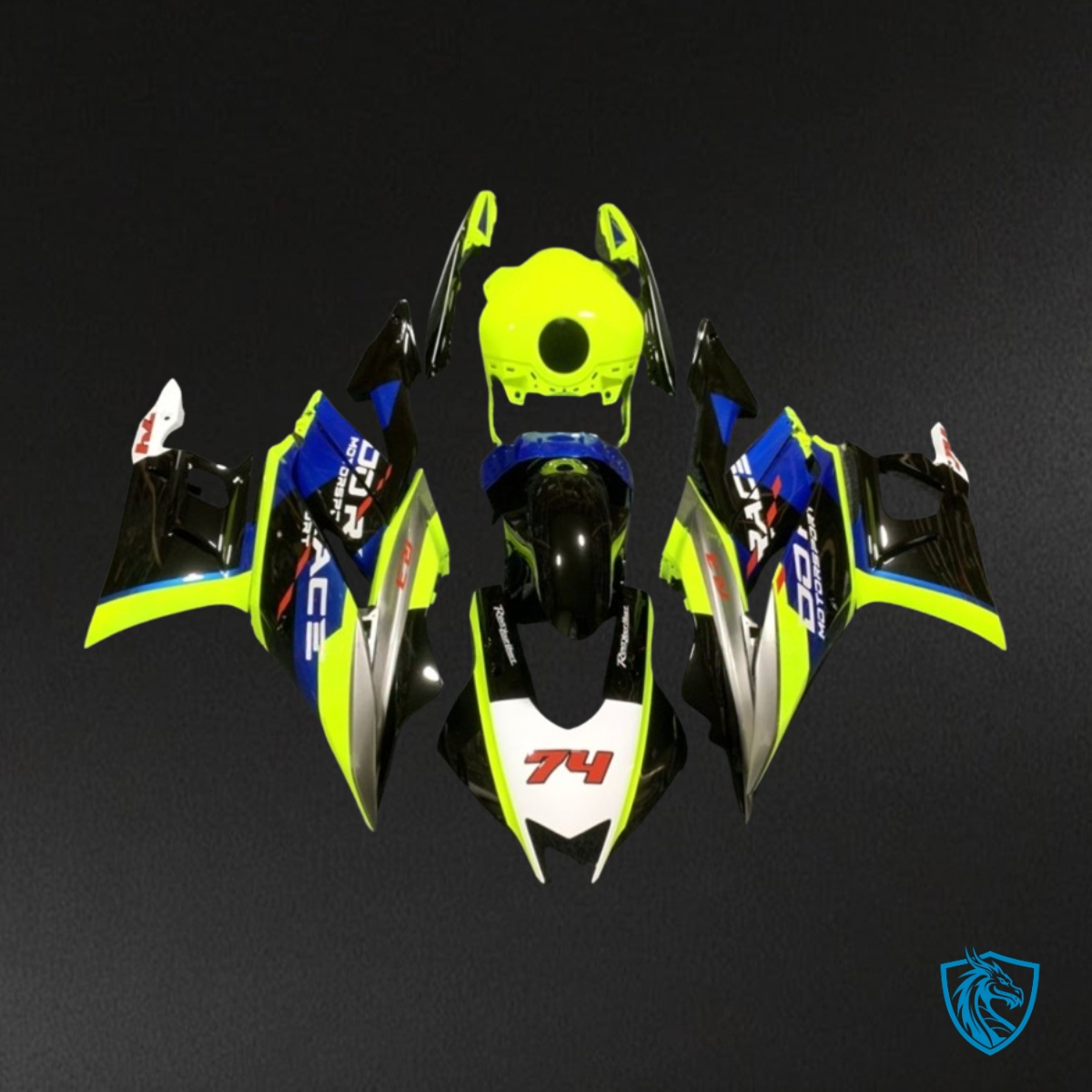 Yamaha YZF R3R25 (2019-2020) Gloss Blue, Neon Yellow & Black - Custom ABS Fairing Kit