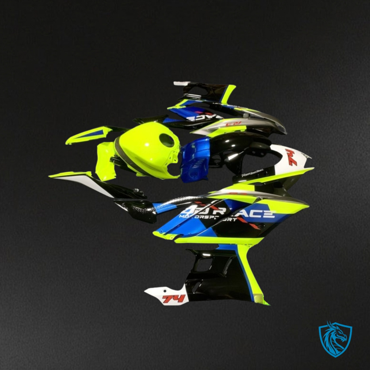 Yamaha YZF R3R25 (2019-2020) Gloss Blue, Neon Yellow & Black - Custom ABS Fairing Kit