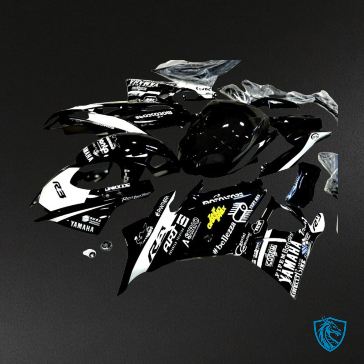 Yamaha YZF R3R25 (2019-2020) Gloss Black & White - Replacement Motorcycle Fairings Kit