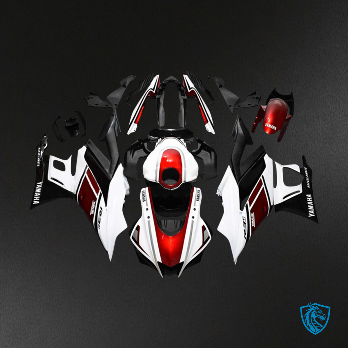 Yamaha YZF R3_YZF R25 (2019-2021) Red, Black & White - Custom ABS Fairing Set