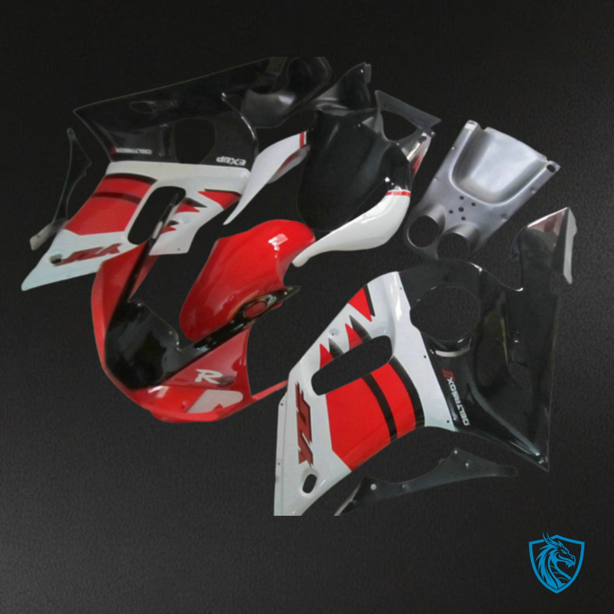 Yamaha YZF R6 (1999-2002) Black, Red & White Gloss Fairing Kit - Aftermarket ABS Bodywork