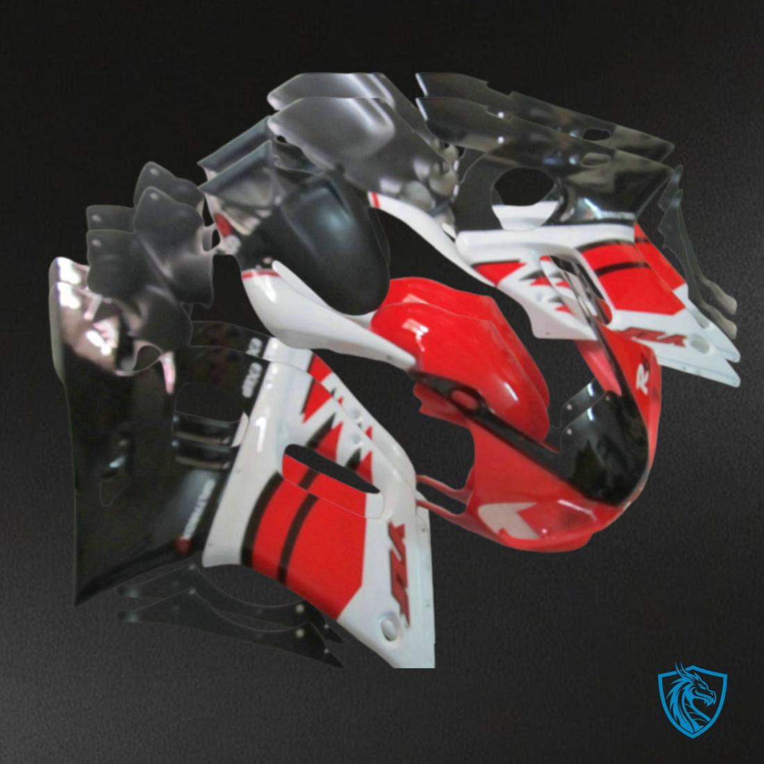 Yamaha YZF R6 (1999-2002) Black, Red & White Gloss Fairing Kit - Aftermarket ABS Bodywork