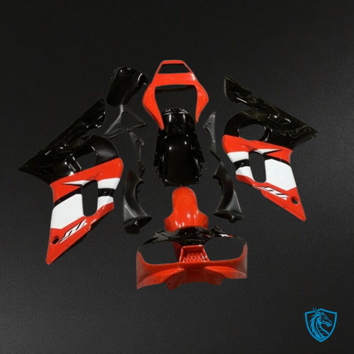 Yamaha YZF R6 (1999-2002) Black, Red & White - Custom ABS Fairing Kit