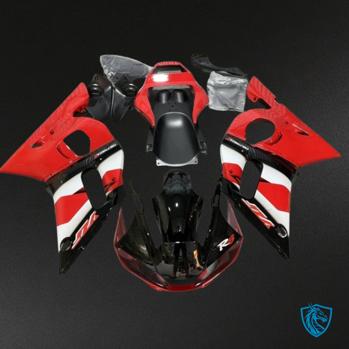 Yamaha YZF R6 (1999-2002) Gloss Red, Black & White - MERGEment Motorcycle Fairings Kit