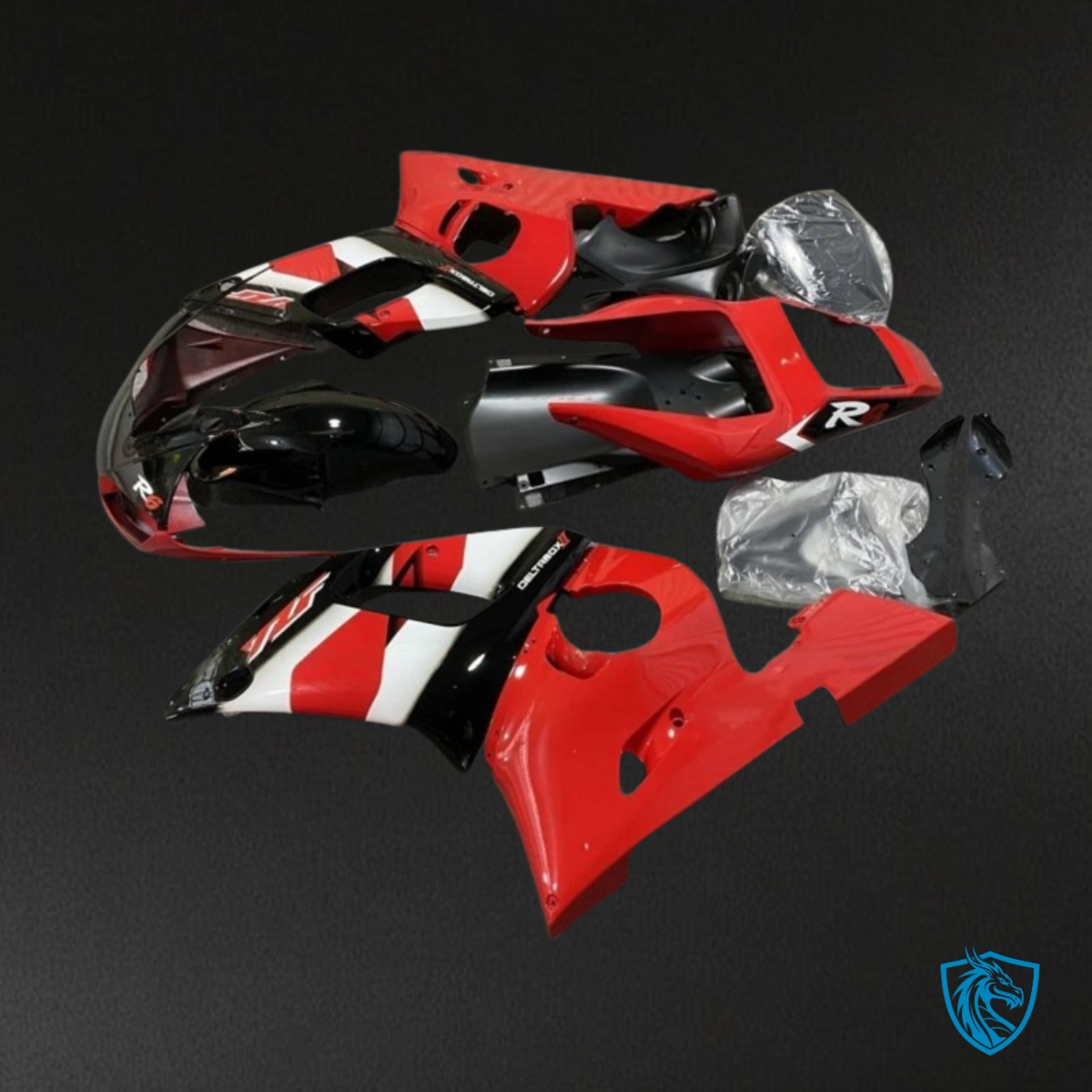 Yamaha YZF R6 (1999-2002) Gloss Red, Black & White - MERGEment Motorcycle Fairings Kit