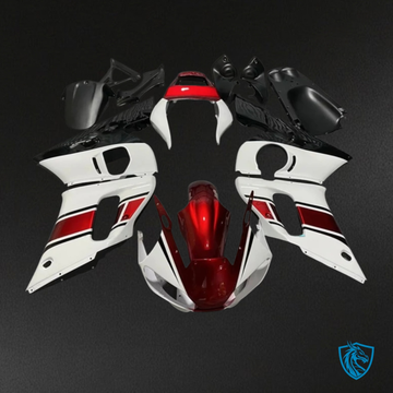 Yamaha YZF R6 (1999-2002) Black, White & Red Stripe - MERGEment Motorcycle Fairings Kit