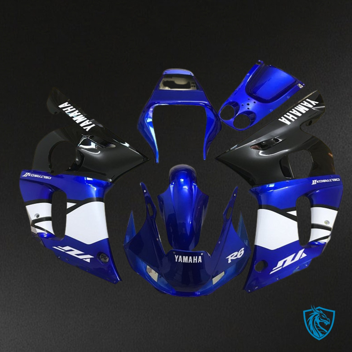 Yamaha YZF R6 (1999-2002) Blue, White & Black - MERGEment Motorcycle Fairings Kit