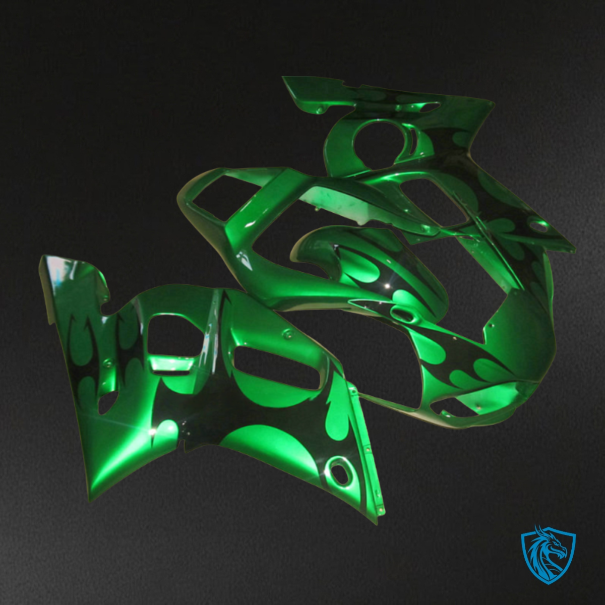 Yamaha YZF R6 (1999-2002) Flame Green & Black - Custom ABS Fairing Kit