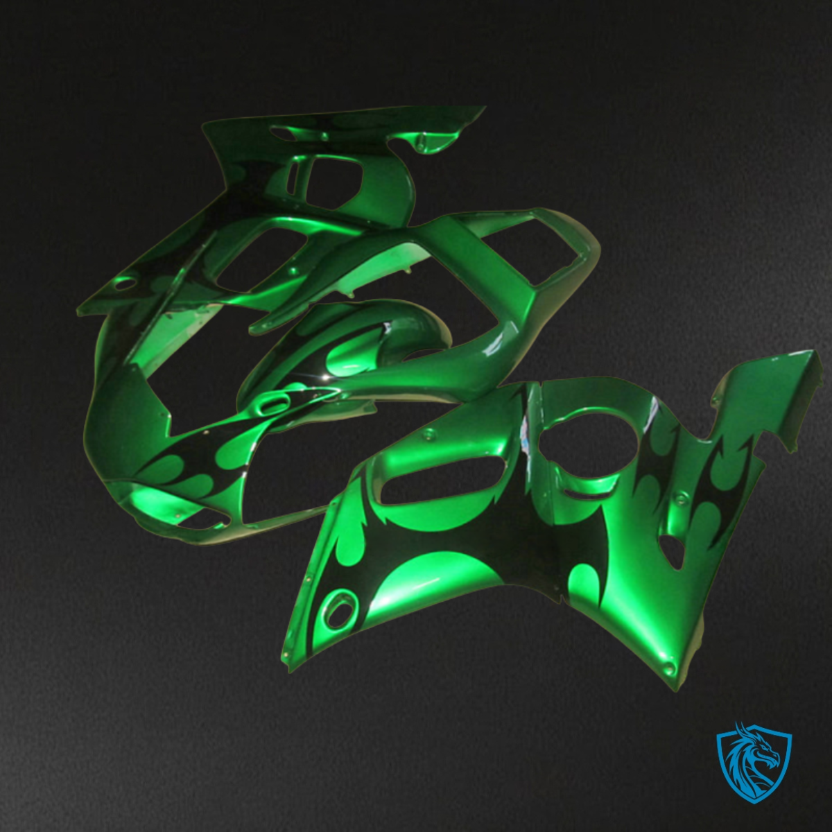 Yamaha YZF R6 (1999-2002) Flame Green & Black - Custom ABS Fairing Kit