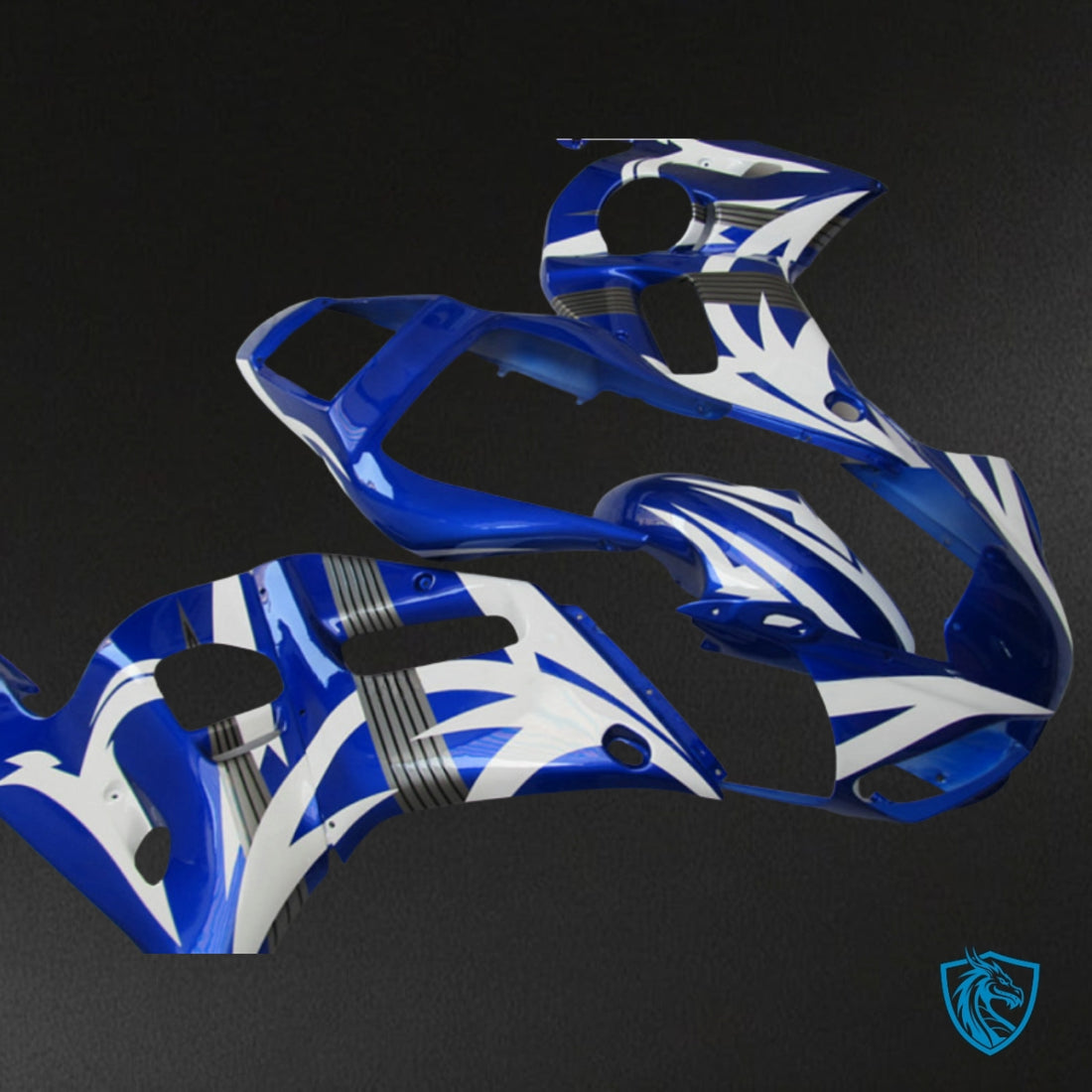 Yamaha YZF R6 (1999-2002) White & Blue No Logo Fairing Kit | ABS Bodywork