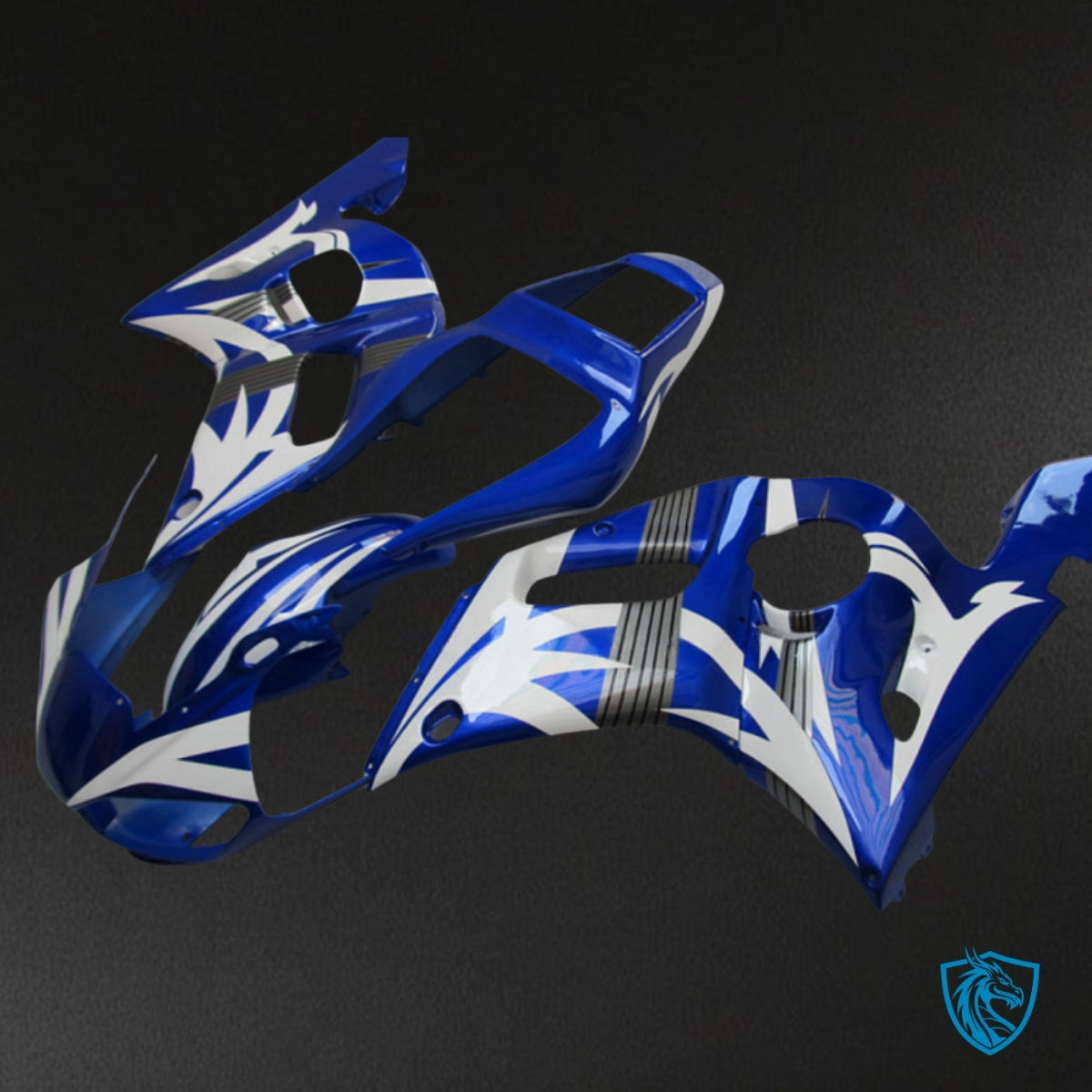 Yamaha YZF R6 (1999-2002) White & Blue No Logo Fairing Kit | ABS Bodywork