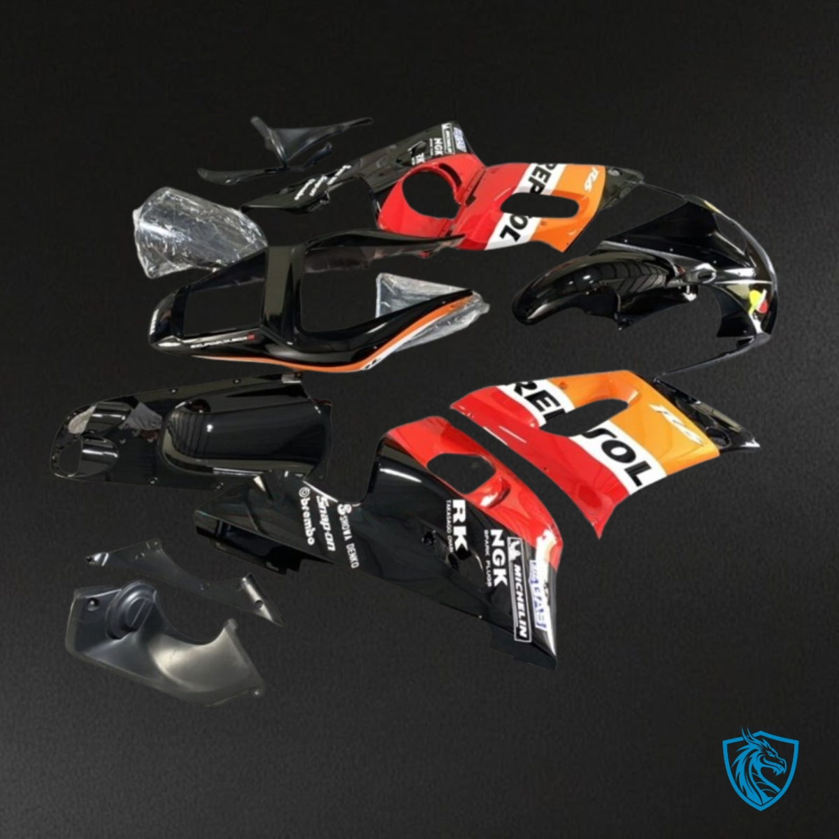 Yamaha YZF R6 (1999-2002) Orange, Red & Black Repsol Fairings Kit | ABS Bodywork