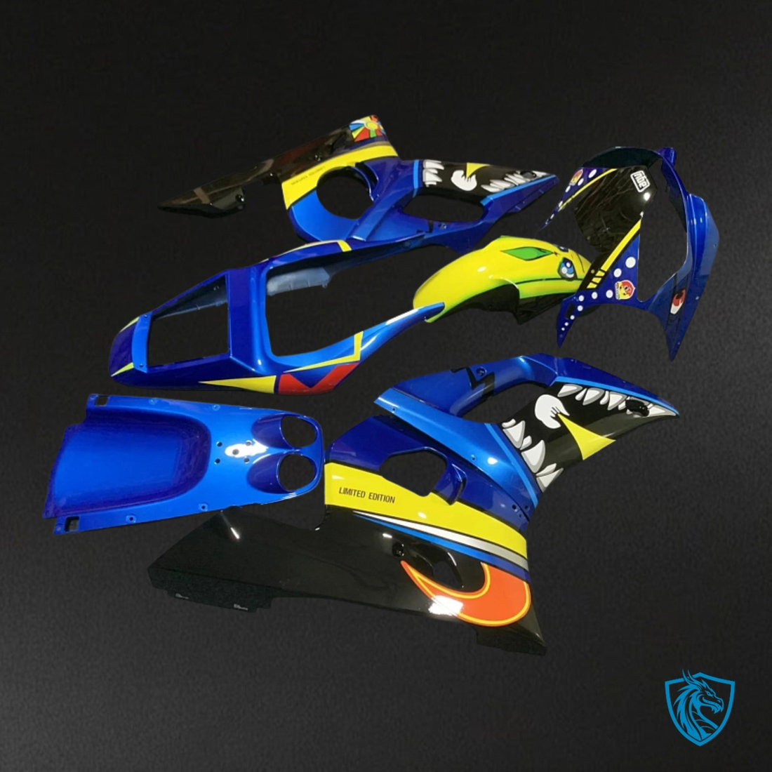 Yamaha YZF R6 (1999-2002) Blue & Yellow Shark - MERGEment Motorcycle Fairings Kit