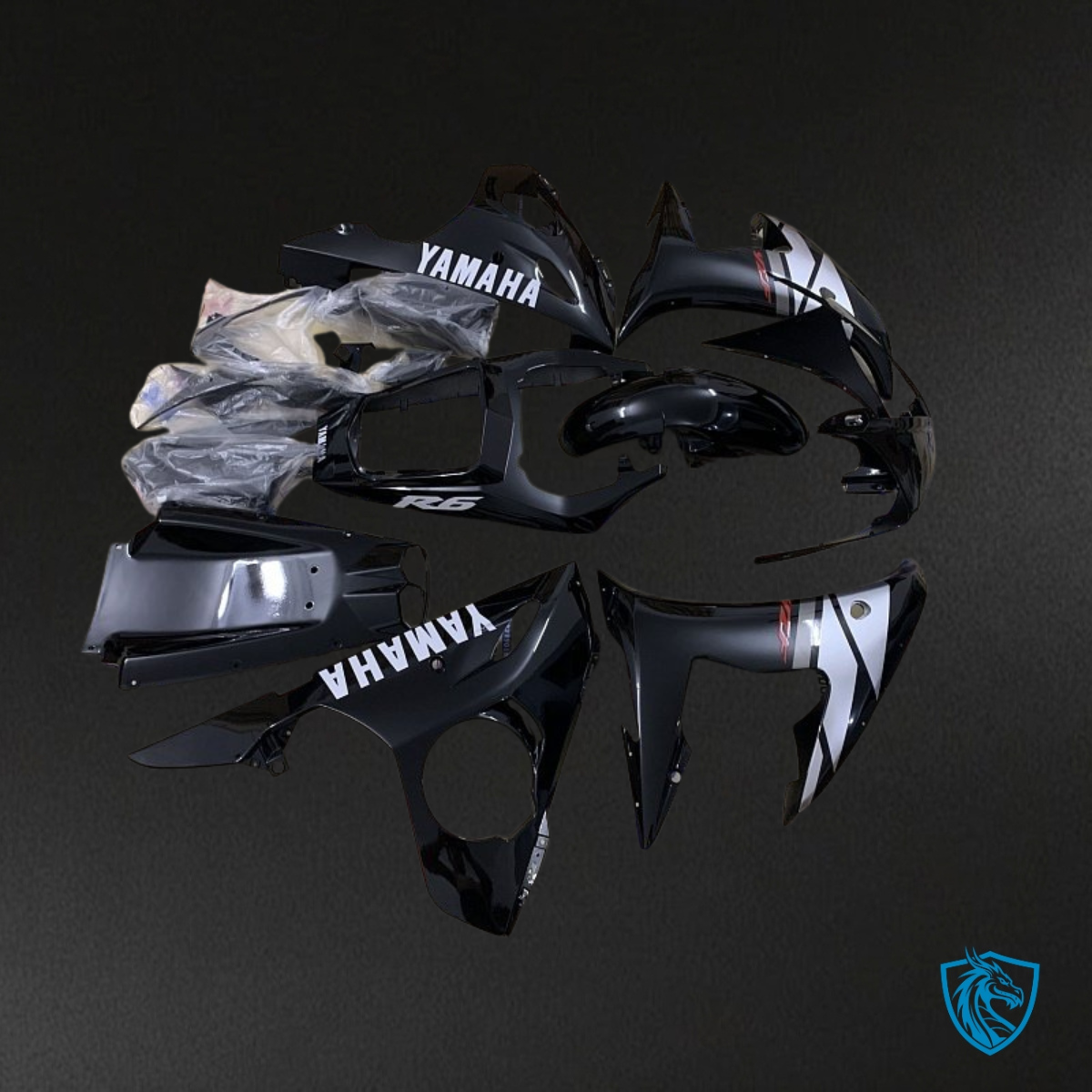 Yamaha YZF R6 (2003-2004) Black & White - Custom ABS Fairing Kit
