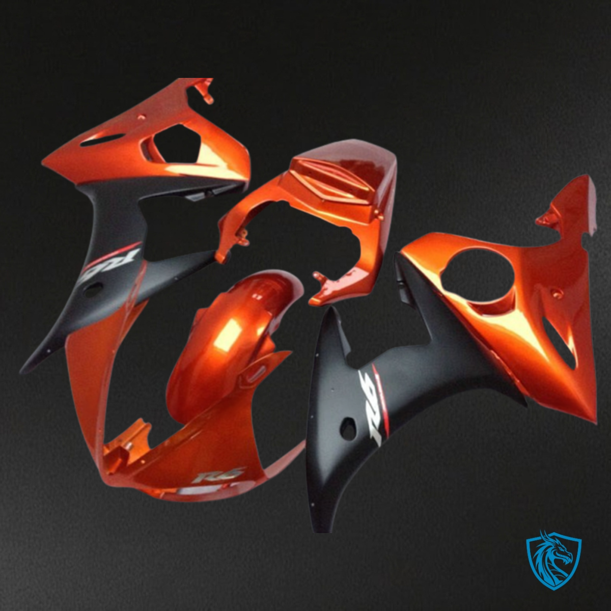 Yamaha YZF R6 (2003-2004) Matte Black & Orange - MERGEment Motorcycle Fairings Kit