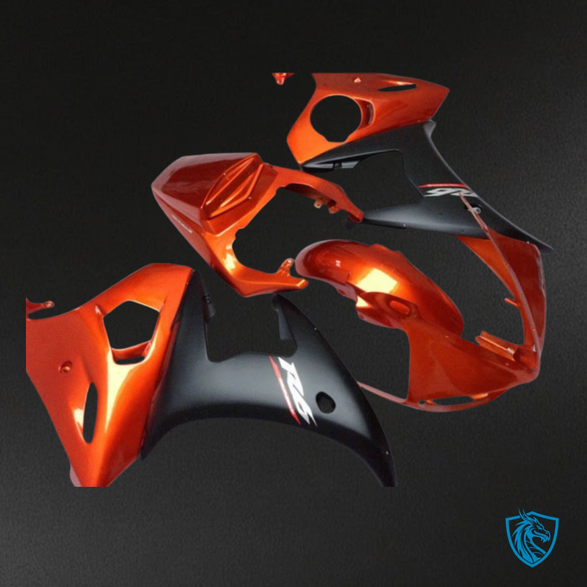 Yamaha YZF R6 (2003-2004) Matte Black & Orange - MERGEment Motorcycle Fairings Kit