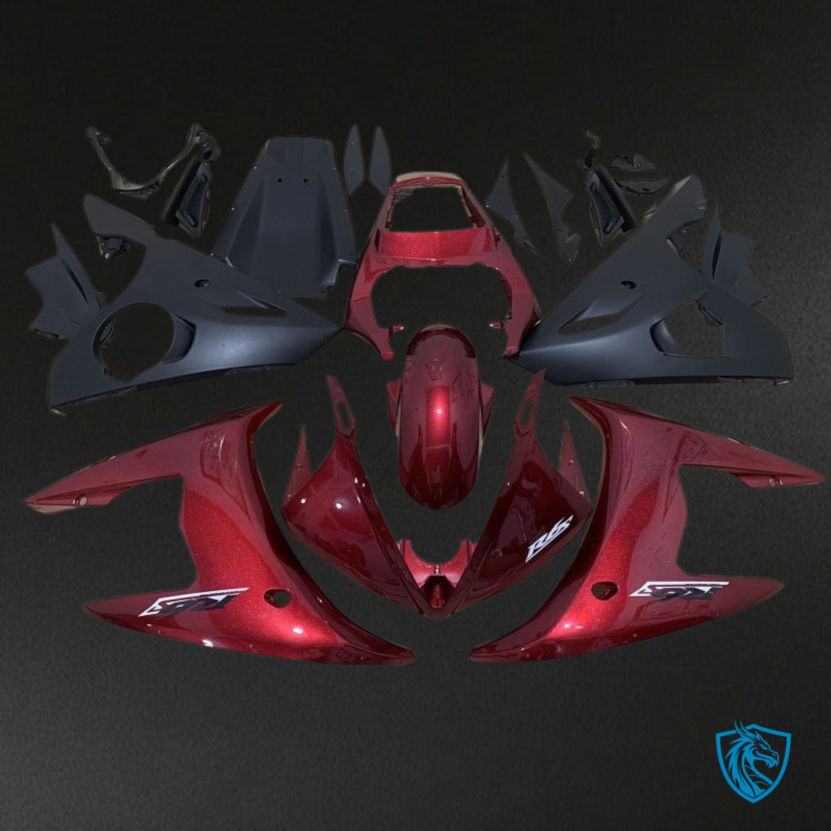 Yamaha YZF R6 (2003-2004) Black & Red Gloss Fairing Kit - Aftermarket ABS Bodywork