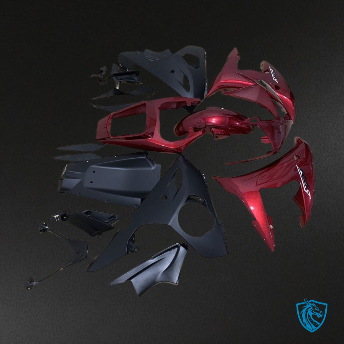 Yamaha YZF R6 (2003-2004) Black & Red Gloss Fairing Kit - Aftermarket ABS Bodywork