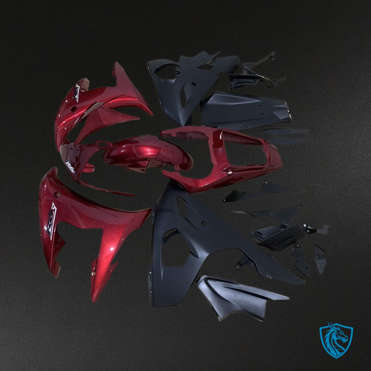 Yamaha YZF R6 (2003-2004) Black & Red Gloss Fairing Kit - Aftermarket ABS Bodywork