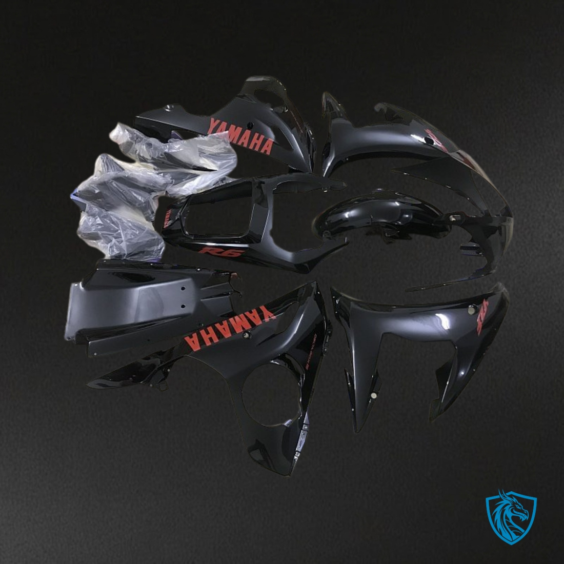 Yamaha YZF R6 (2003-2004) Black & Red Logo - MERGEment Motorcycle Fairings Kit