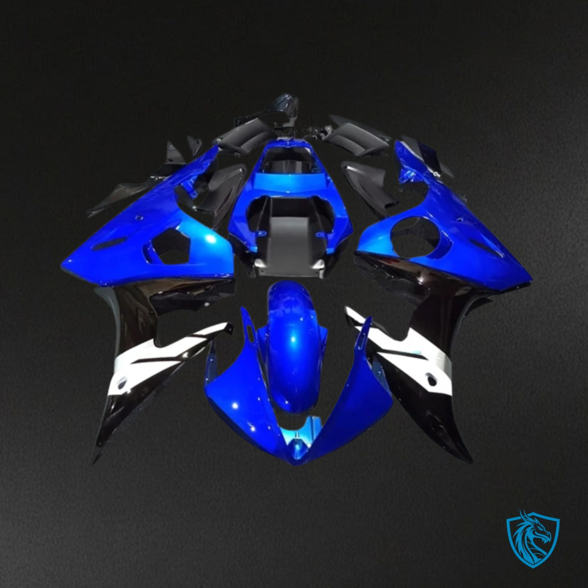 Yamaha YZF R6 (2003-2004) Glossy Blue, White & Black Fairing Kit | ABS Bodywork